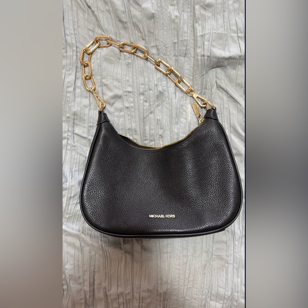 Michael Kors Black Shoulder Bag with Gold Chain